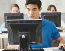 k12 Student at computer